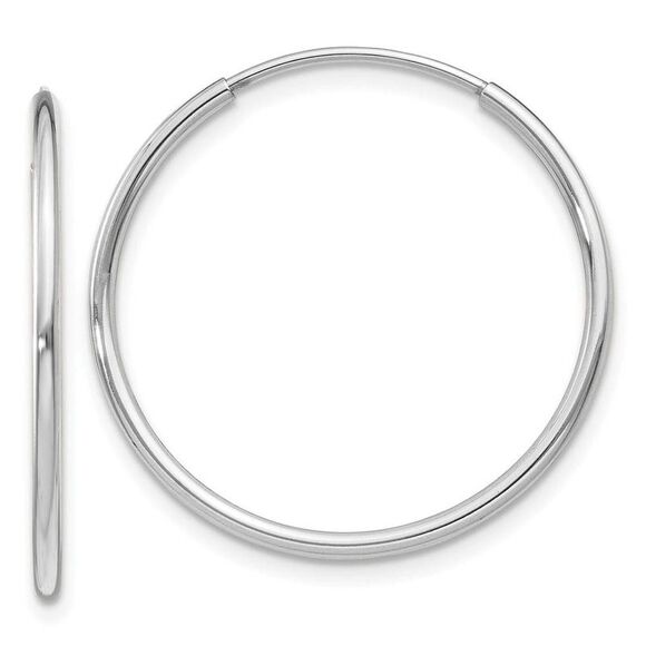 1.2mm x 23mm 14k White Gold Polished Endless Tube Hoop Earrings